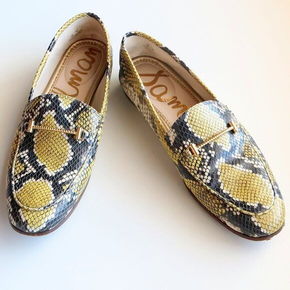 Sam Edelman Lior Yellow Snakeskin Leather Horse-bit Loafers, Slip On Shoes Sz. 8 - Picture 1 of 16